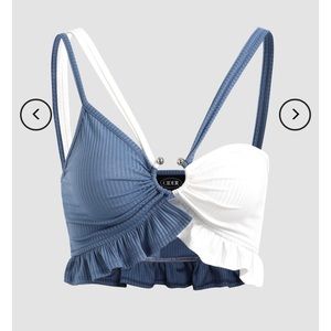 Ruffle Cut Out Patchy Cami Crop Top CIDER